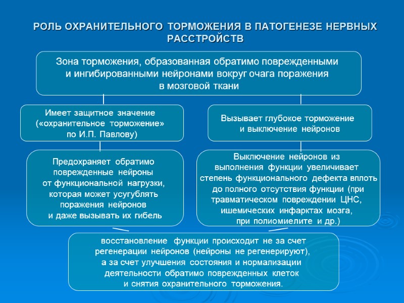 РОЛЬ ОХРАНИТЕЛЬНОГО ТОРМОЖЕНИЯ В ПАТОГЕНЕЗЕ НЕРВНЫХ РАССТРОЙСТВ